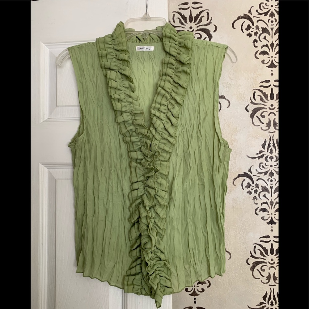 Jaipur Green Ruffle Top